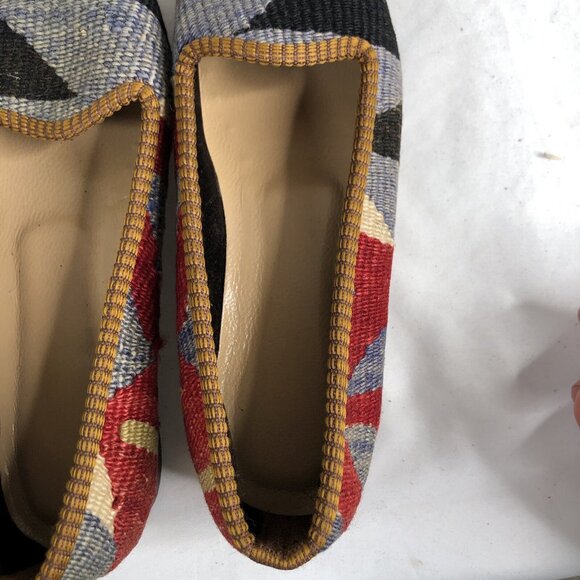 Turkish Kilim Shoes Womens 6 Wool Embroidered Carpet Loafers Indie Boho Art - Picture 8 of 16